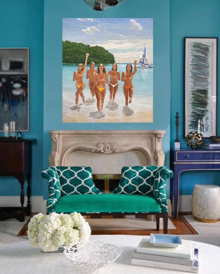 Original Realism Beach Painting by Evgeniya Roslik