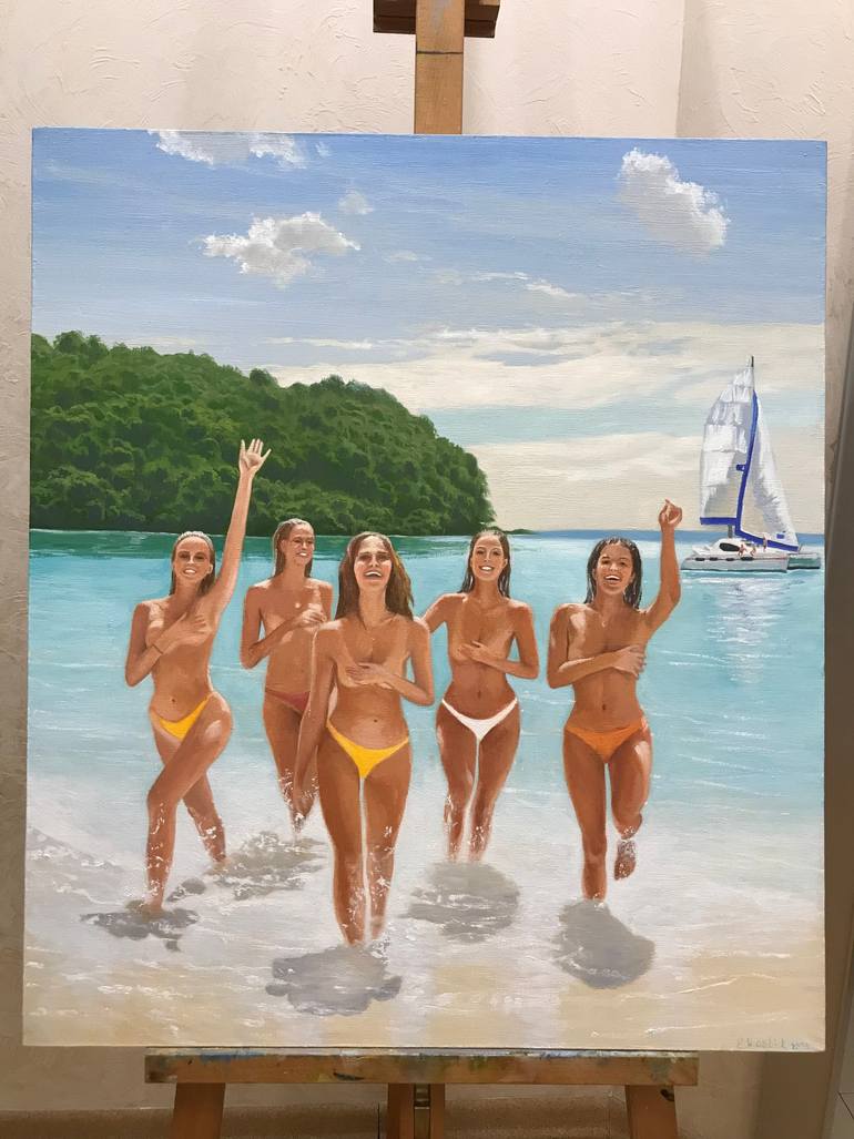 Original Realism Beach Painting by Evgeniya Roslik