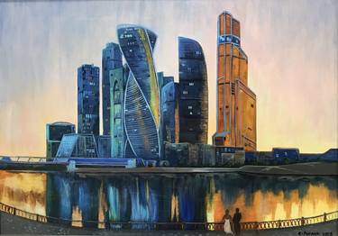 ORIGINAL OIL PAINTING "MOSCOW-CITY" 70X50 CM (2019) thumb