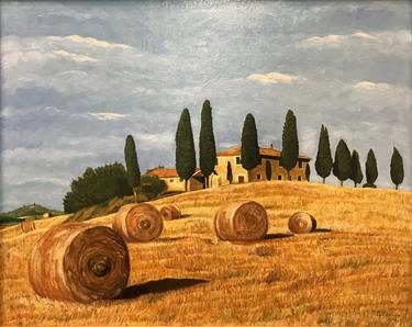 ORIGINAL OIL PAINTING "HAYSTACKS" - 50X40 CM (2013) thumb