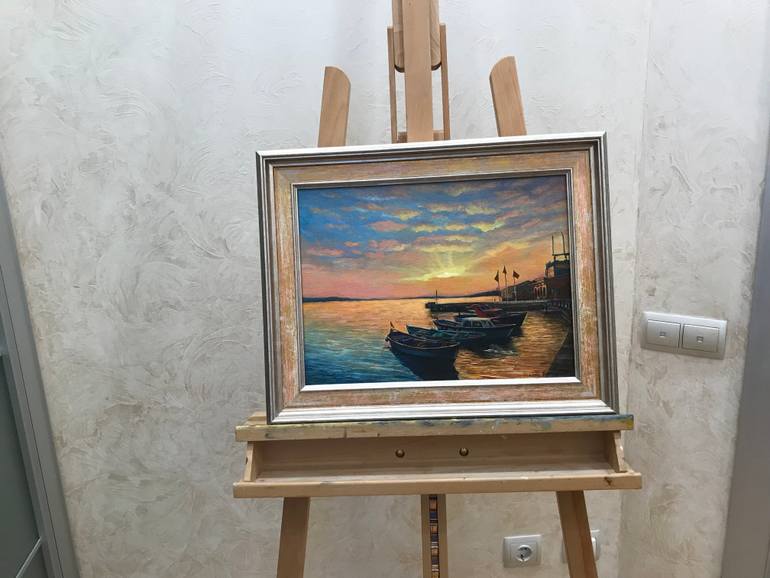 Original Modernism Seascape Painting by Evgeniya Roslik