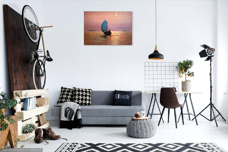 Original Photorealism Boat Painting by Evgeniya Roslik