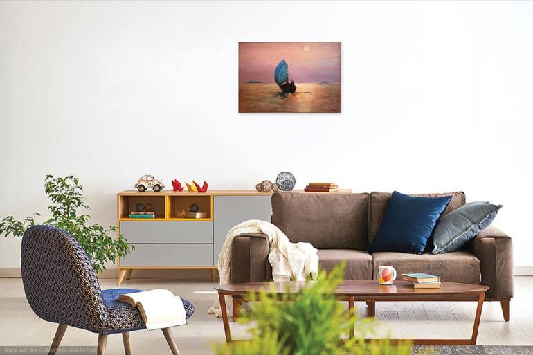 Original Photorealism Boat Painting by Evgeniya Roslik