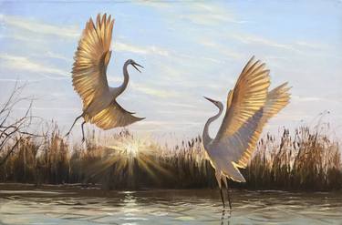 ORIGINAL OIL PAINTING "TWO BIRDS " - 60X40 CM (2021) thumb