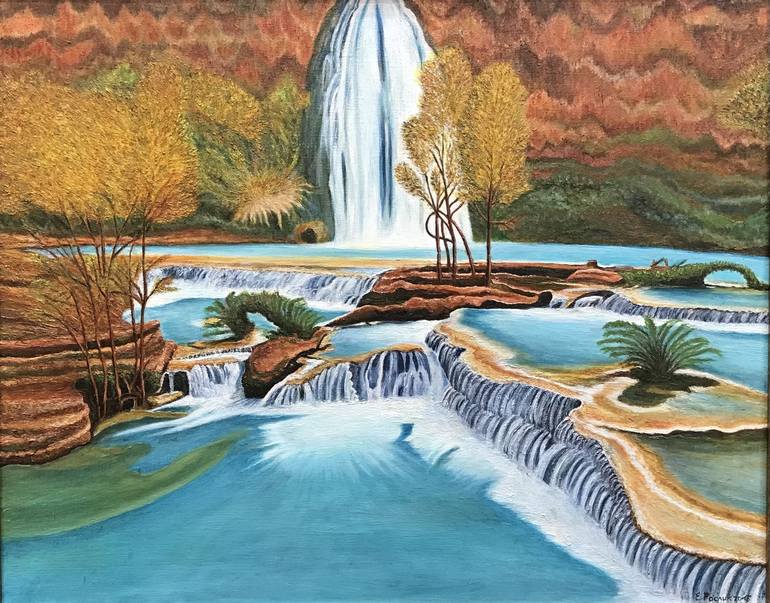 ORIGINAL OIL PAINTING ROCKS UNDER WATER - 40X50 CM (2019) Painting