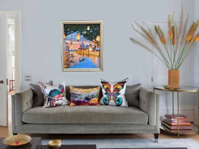 Original Photorealism Cities Painting by Evgeniya Roslik