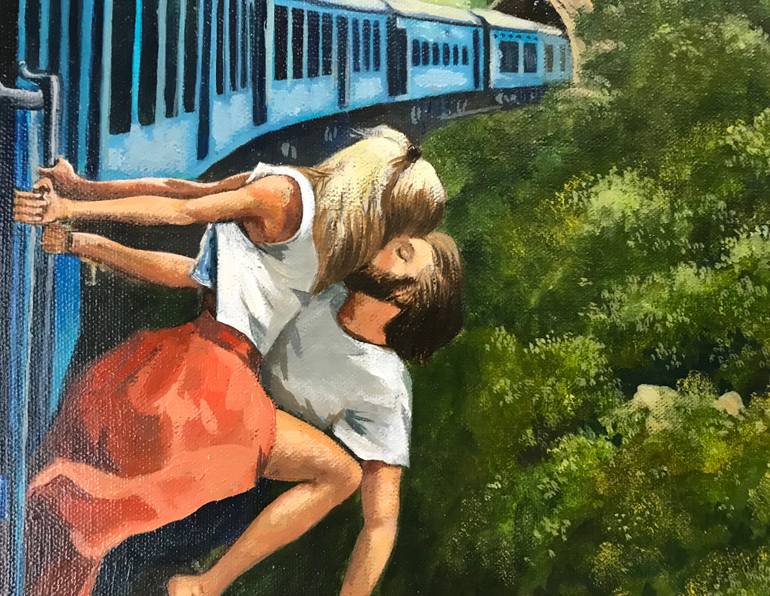 Original Realism Love Painting by Evgeniya Roslik