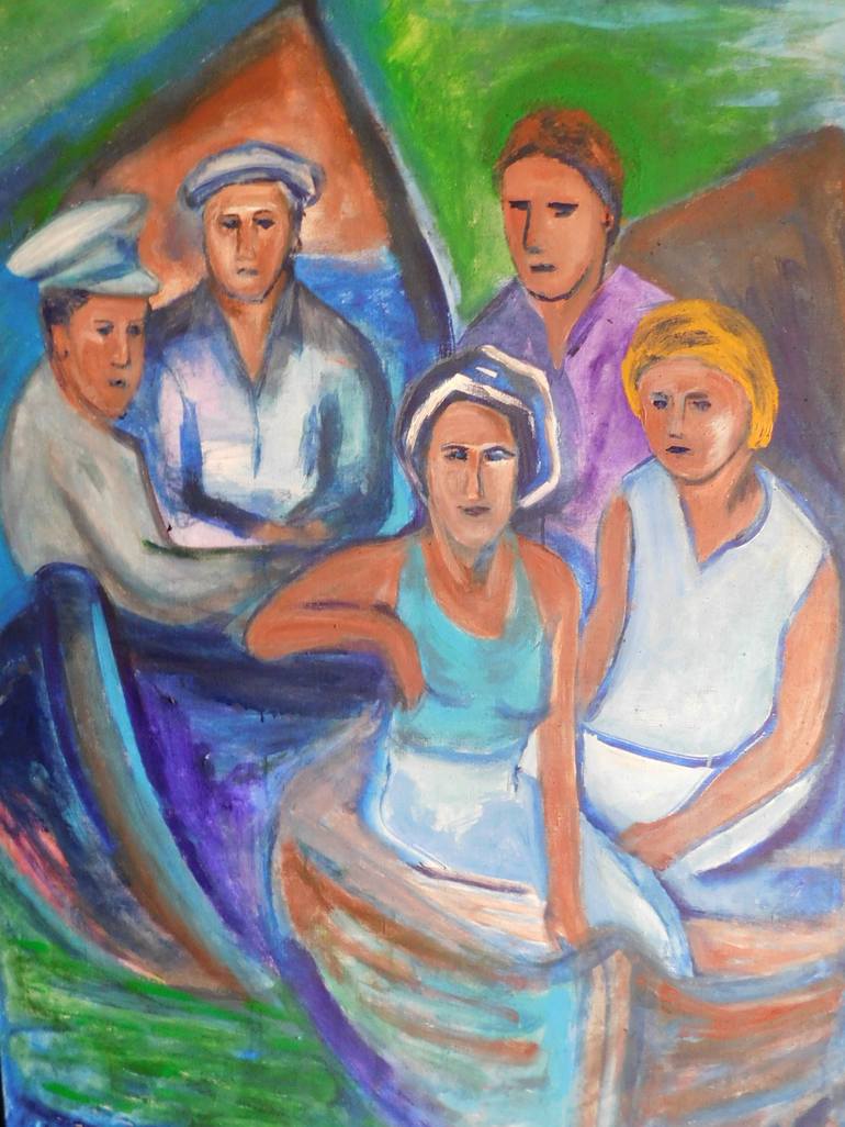 Young people on boats Painting by Vasily Parshukov | Saatchi Art