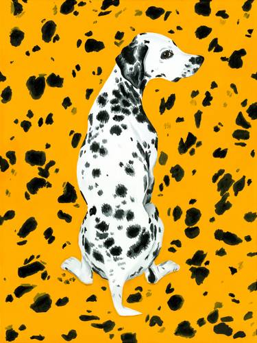 Dalmatian Dog On Yellow Background thumb