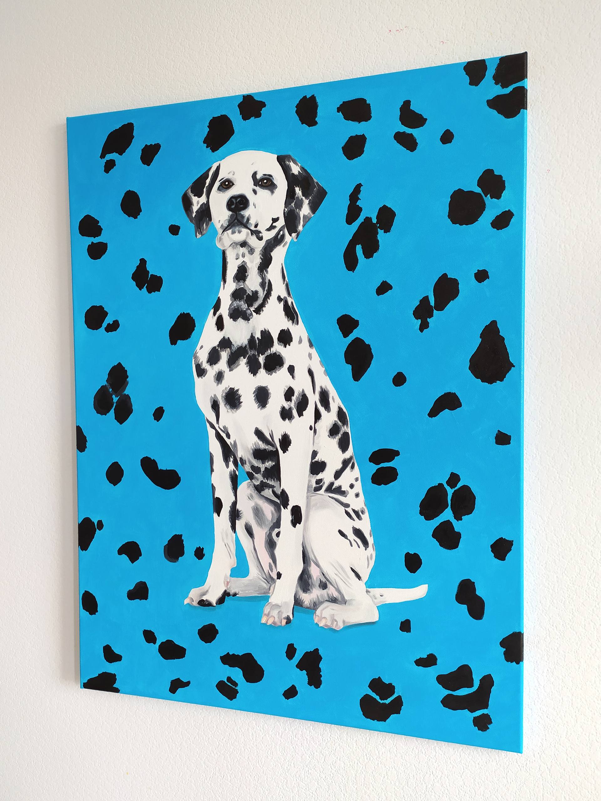 Details about   art direct from artist painting figures dalmatian dog animal original painter 