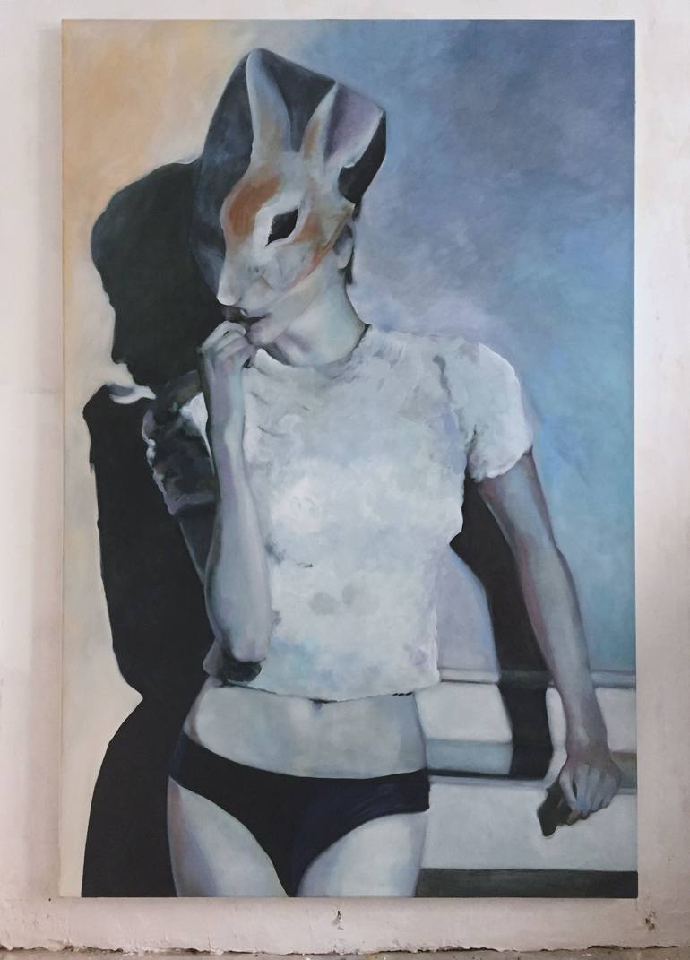 Original Surrealism People Painting by Pirotte Nathalie