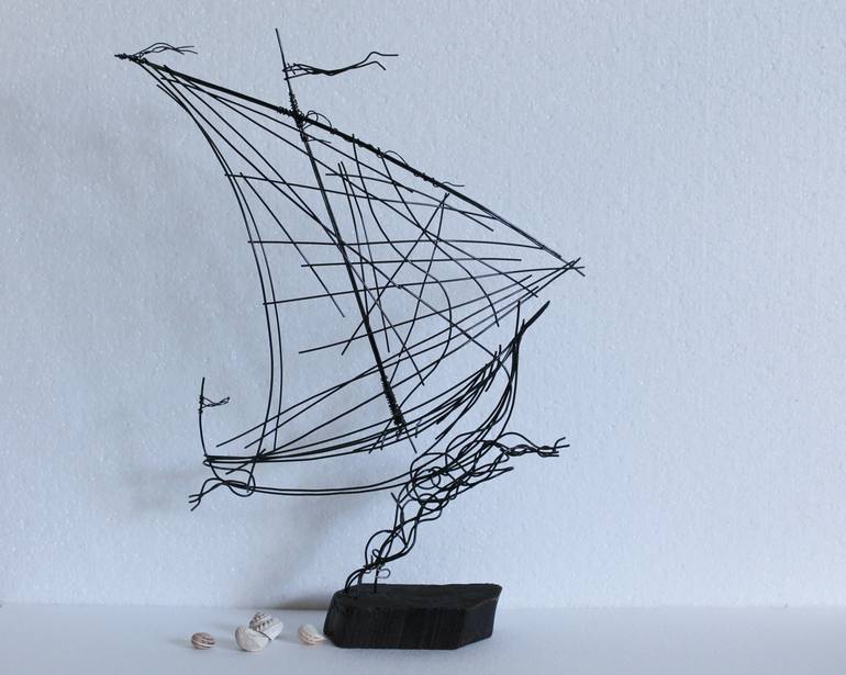 Original Abstract Expressionism Boat Sculpture by Вадим Студенов