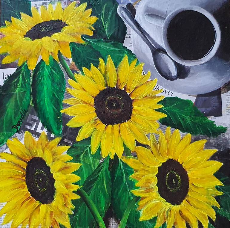 sunflower coffee painting