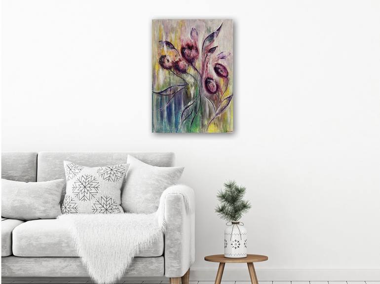 Original Abstract Expressionism Floral Painting by Anne Baritchi