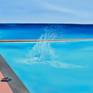 Mediterranean Seascape with pool and turquoise water. Someone jumped into the pool and created a splash. Who jumped in the pool)))? What do you think? You can connect your imagination and imagine anyone you want!))