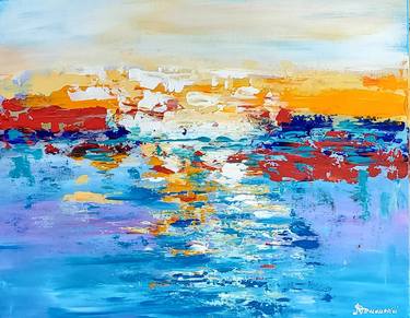 Print of Abstract Expressionism Seascape Paintings by Maggie Romanovici