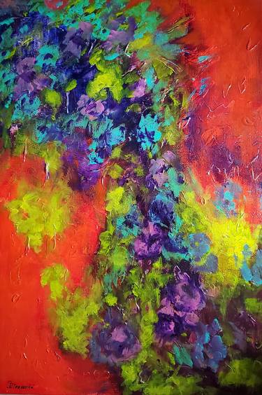 Original Abstract Expressionism Floral Paintings by Maggie Romanovici