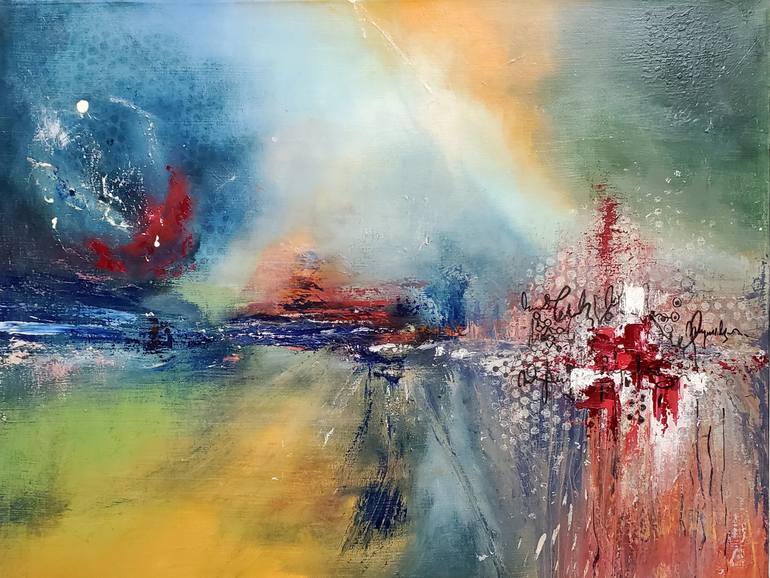 Original Abstract Painting by Maggie Romanovici | Abstract Expressionism Art on Canvas | LABYRINTH ON THE WATER