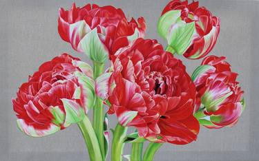 Tulip farm - Original Oil Painting by Shobika thumb