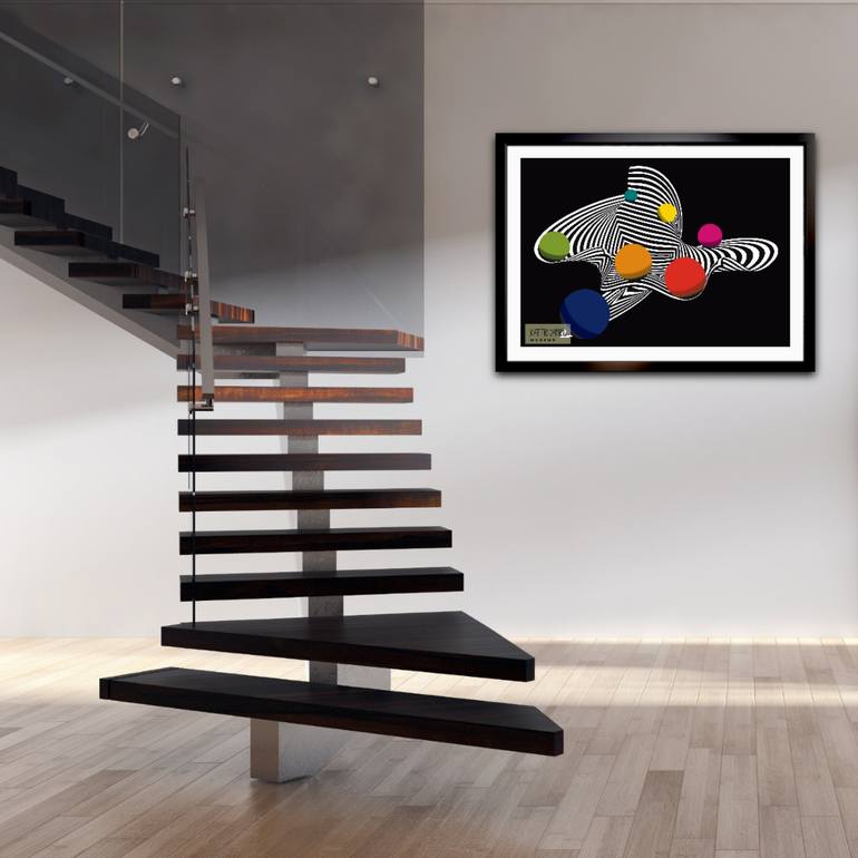 Original Abstract Geometric Digital by Kattie Art