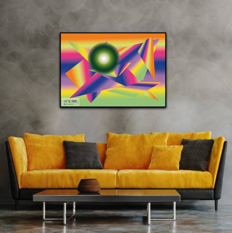 Original Abstract Geometric Digital by Kattie Art