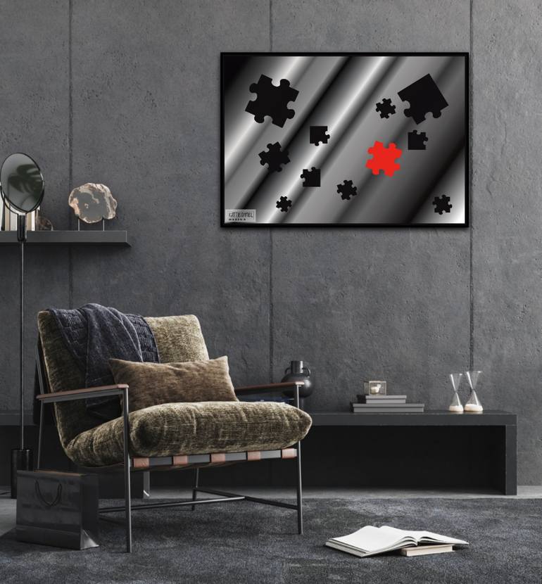 Original Abstract Geometric Digital by Kattie Art