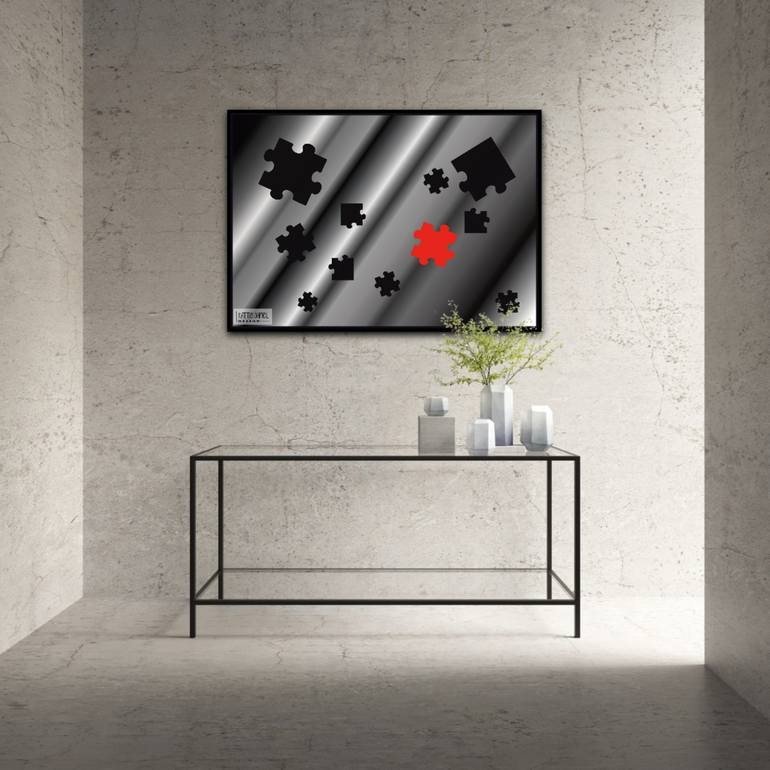 Original Abstract Geometric Digital by Kattie Art