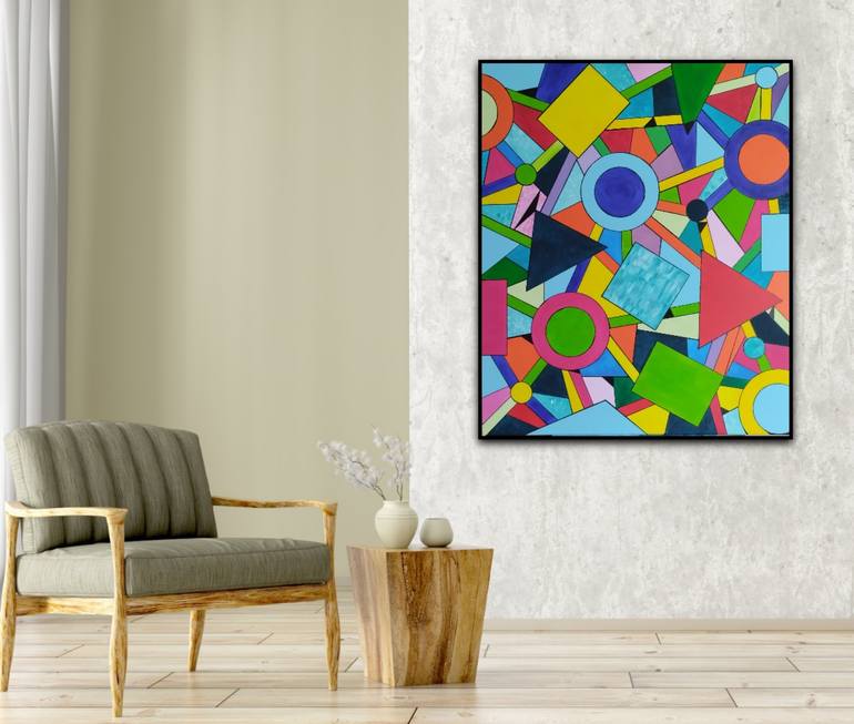 Original Abstract Geometric Painting by Kattie Art