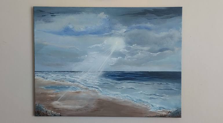 Original Contemporary Beach Painting by Kattie Art