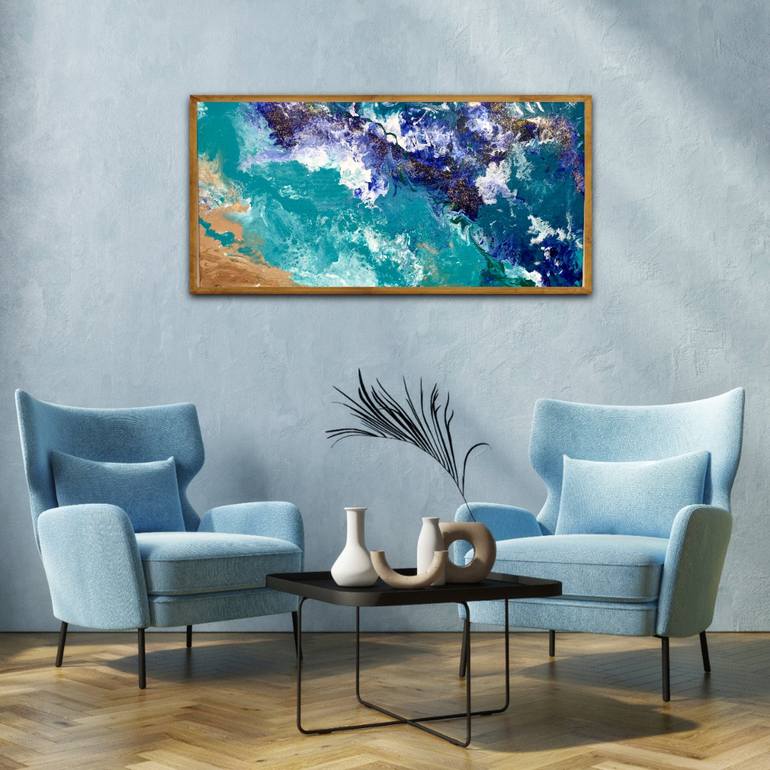 Original Abstract Seascape Painting by Kattie Art