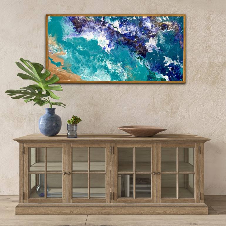 Original Abstract Seascape Painting by Kattie Art