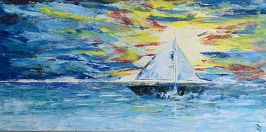 Print of Expressionism Seascape Paintings by Kattie Art