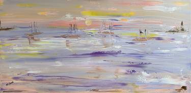 Original Abstract Yacht Paintings by Kattie Art