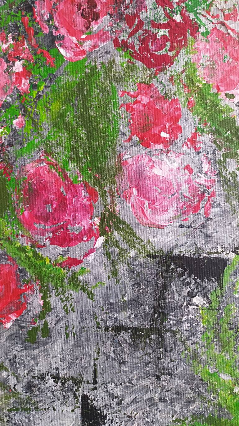 Original Abstract Floral Painting by Kattie Art