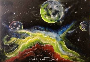 Original Realism Outer Space Paintings by Kattie Art