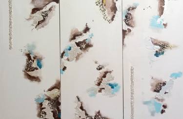 Flying over snowy mountains  Original Art set of 3  Paintings thumb
