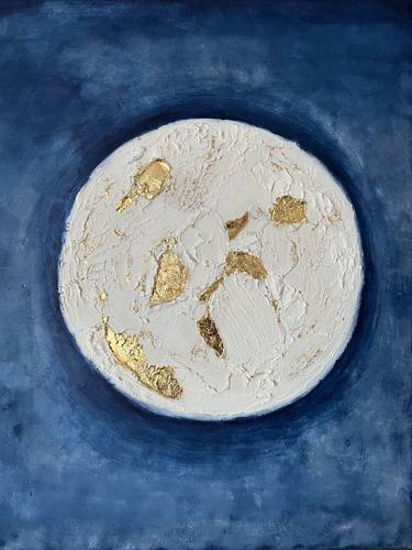 La Luna ,Textural painting with Gold thumb