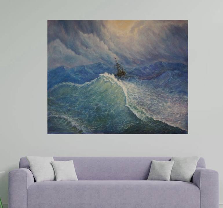 Original Impressionism Seascape Painting by Jamolidin Rasulov