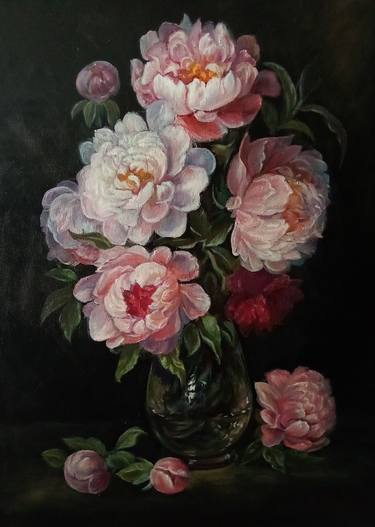 Original Impressionism Floral Paintings by JAMOLIDIN RASULOV