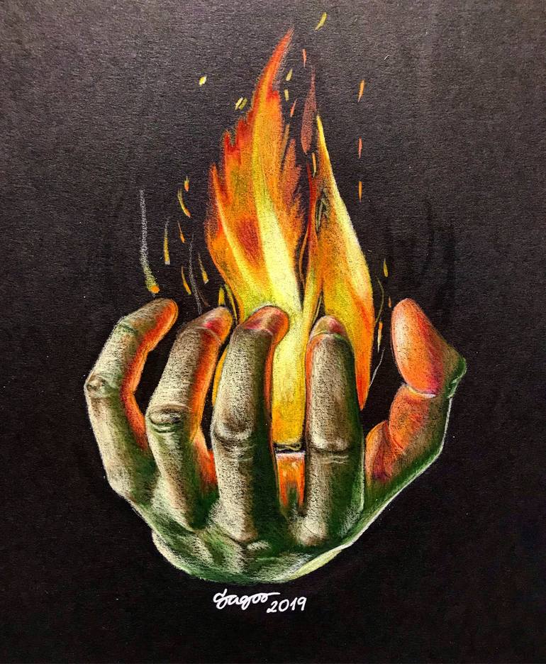 fire drawing in pencil