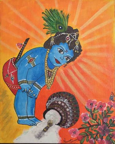 Hindu Mythological God- Bal /Baby Krishna Painting thumb