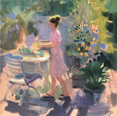 Original Figurative Garden Paintings by Katharina Valeeva