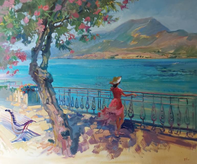 Original Landscape Painting by Katharina Valeeva | Impressionism Art on Canvas | Summer wind at the lake