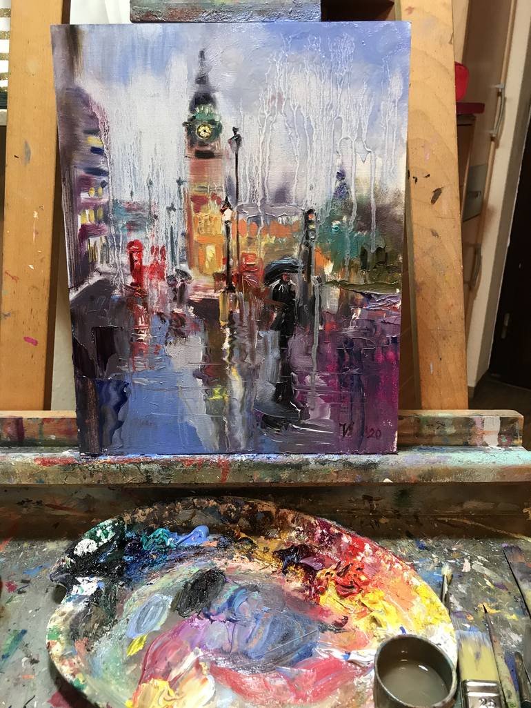 Original Expressionism Cities Painting by Katharina Valeeva