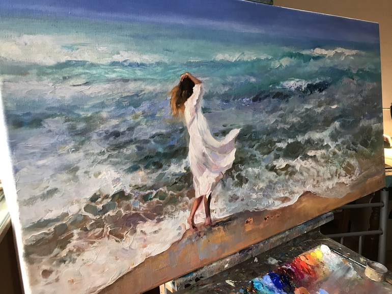 Original Figurative Beach Painting by Katharina Valeeva