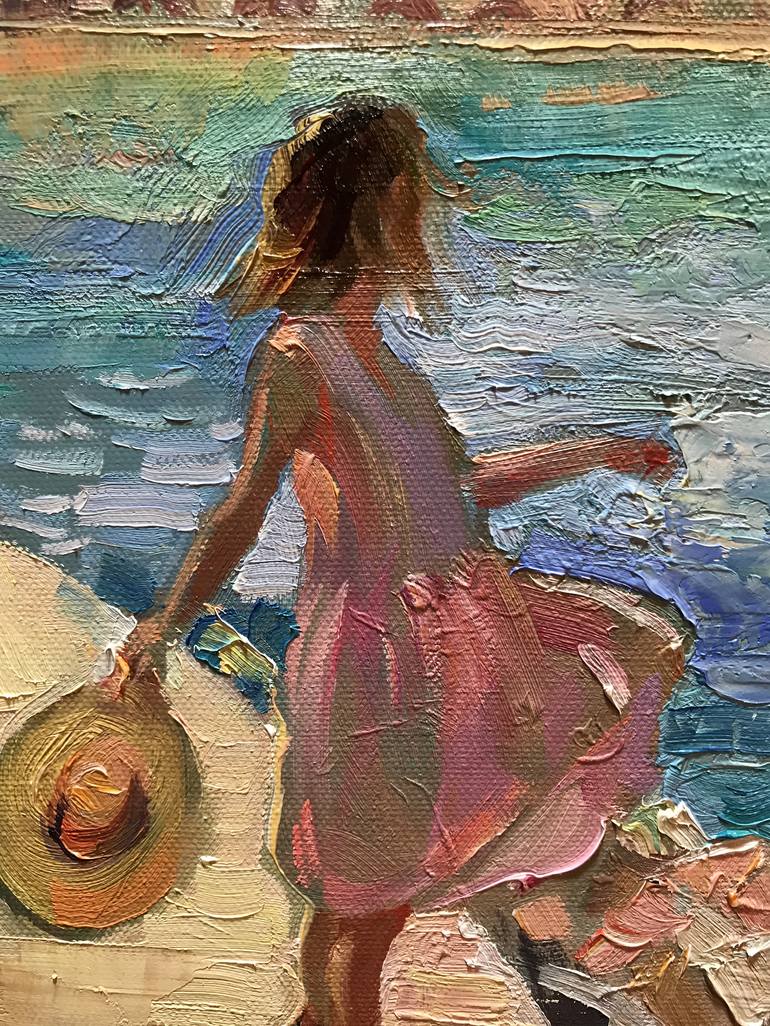 Original Impressionism Beach Painting by Katharina Valeeva