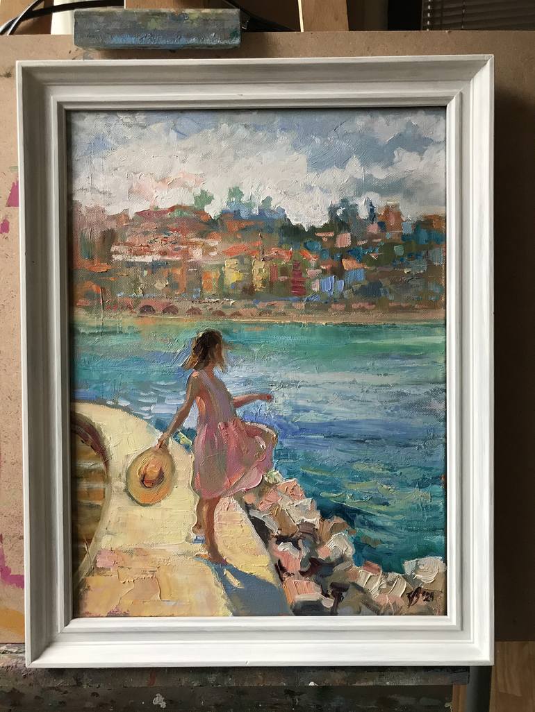 Original Impressionism Beach Painting by Katharina Valeeva
