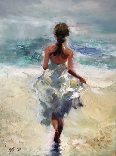 girl running on the waves thumb