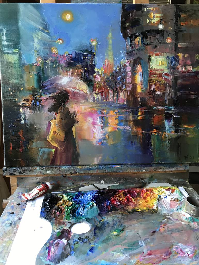 Original Figurative Cities Painting by Katharina Valeeva