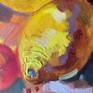 Decorative still life in warm colors made using ala prima technique
Pastose oil painting
Impressionistic style
Bright open colors
